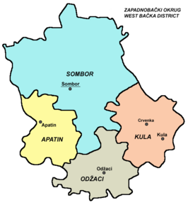 Kaart van West-Bačka