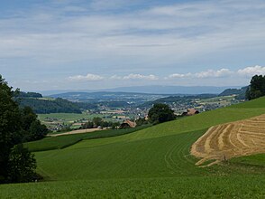 View from Mänziwil towards Dentenberg and Stettlen