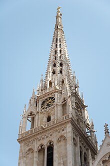 North tower bell (spire) of Zagreb Cathedral Zagreb Cathedral tower 04.09.2011.jpg