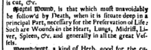 "Mortal Wound" dictionary entry from The New World of English Words By Edward Phillips (1720). "Mortal Wound".png