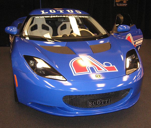 Quebec Nordiques' logo on a Lotus Evora at the 2011 Montreal International Auto Show
