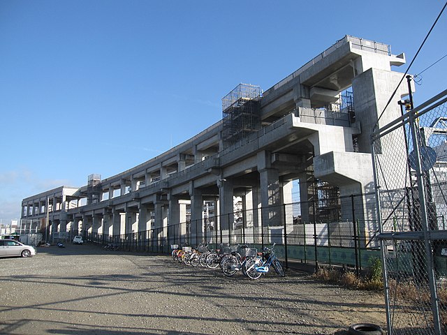 Elevated guideway of the Senri line under construction in 2012
