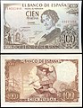 Billete de 100 pesetas español de 1965.
