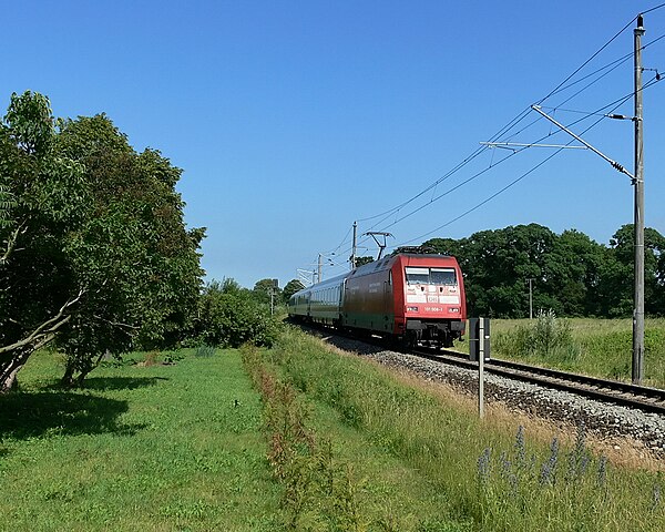 An IC train near Ribnitz-Damgarten