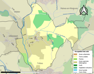 Barevná mapa znázorňující využití půdy.