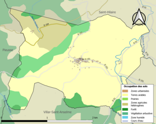 Barevná mapa znázorňující využití půdy.