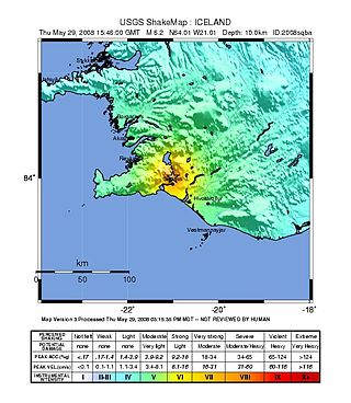 <span class="mw-page-title-main">2008 Iceland earthquake</span> Doublet earthquake with composite magnitude of 6.1 Mw