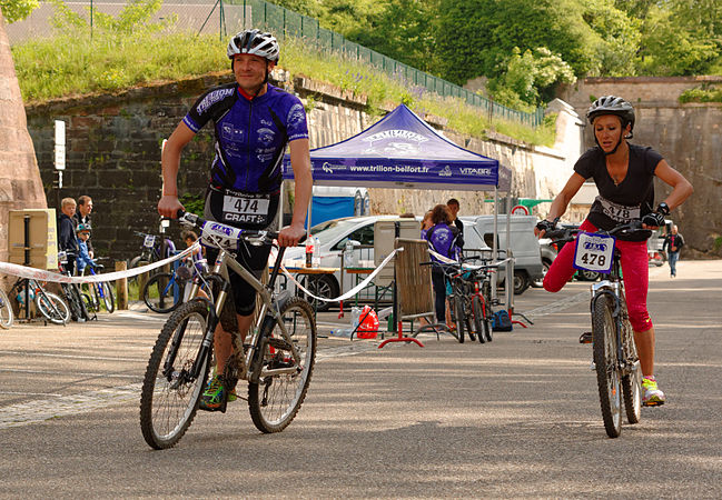 Arrivée de la partie VTT de la course S.