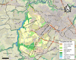 Kolorowa mapa przedstawiająca użytkowanie gruntów.