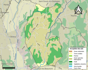 Barevná mapa znázorňující využití půdy.