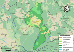 Barevná mapa znázorňující využití půdy.