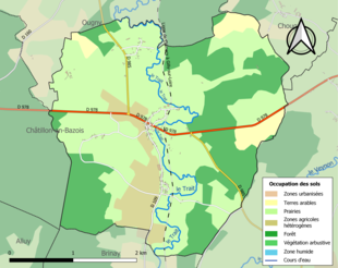 Barevná mapa znázorňující využití půdy.