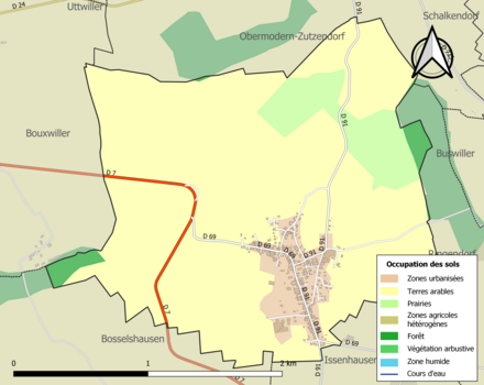 Carte en couleurs présentant l'occupation des sols.