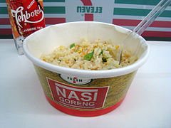 7-Eleven Microwaved Nasi Goreng with Teh Botol Serving