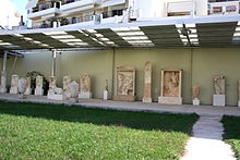 The open-air exhibition along the Ancient Greek theater in the Archaeological Museum of Piraeus. 7722 - Piraeus Arch. Museum, Athens - Outdoor section - Photo by Giovanni Dall'Orto, Nov 14 2009.jpg