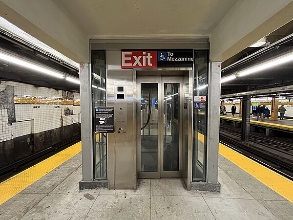 Elevator from the southbound platform