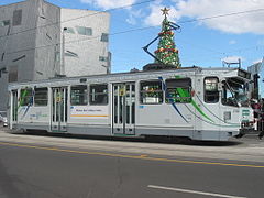 An A1-class tram at Federation Square, Flinders Street