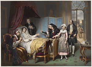 A young woman comes to visit a sick young man in hope that Wellcome L0034625.jpg