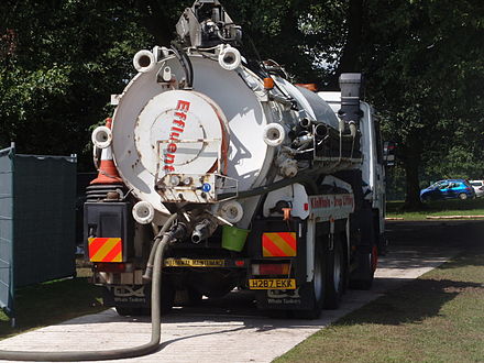 Vacuum tanker used to collect sewage at Tatton Park flower show, July 2009, England