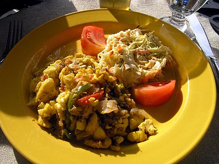 Ackee and saltfish, national dish of Jamaica