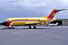 Fokker F28 de Air New South Wales en el aeropuerto internacional Kingsford Smith de Sídney (1985)