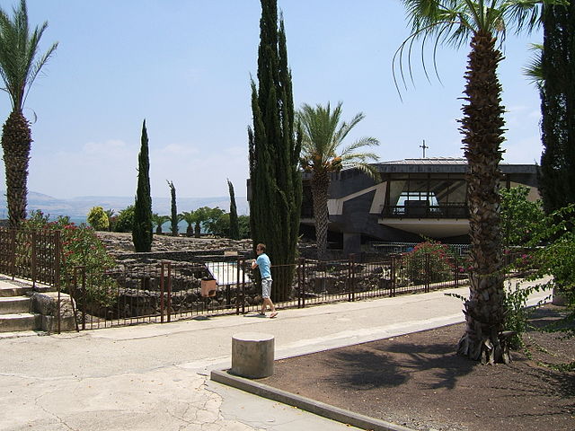 St. Peter's Church, Capernaum on north side of the Sea of Galilee; a Franciscan church is built upon the traditional site of Apostle Peter's house.