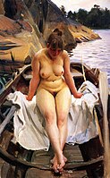 Woman in a boat, 1917