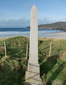 Monument to the wreck of the Annie Jane, overlooking the West Bay