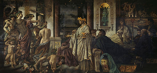プラトンの饗宴（アンゼルム・フォイアーバッハ、1873年）のシーンの絵画 Wikipediaより