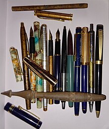 A collection of vintage pens Antique vintage fountain pens from a personal collection, photographed by Yogabrata Chakraborty.jpg