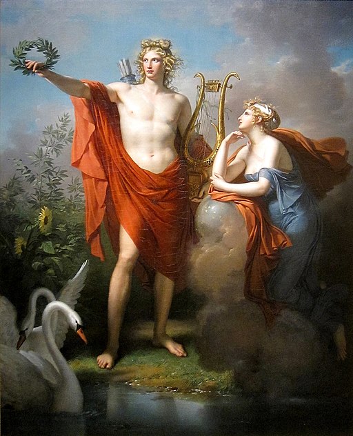 Apollo, God of Light, Eloquence, Poetry and the Fine Arts with Urania, Muse of Astronomy - Charles Meynier