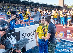 Armand Duplantis and Karin Torneklint is thrown into the water trench in 2019 (3 av 3).jpg