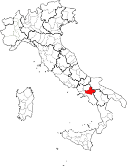 Kartet viser Provinsen Avellinos plassering i Italia