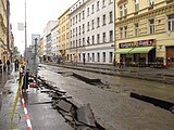 Čeština: Rekonstrukce Bělehradské ulice v roce 2015. Praha, Česká republika.