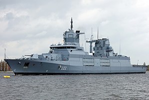 The "Baden-Wurttemberg", an F125-class frigate of the German Navy; equipped with the Otobreda 127/64 BADEN-WURTTEMBERG 00257 (cropped).jpg