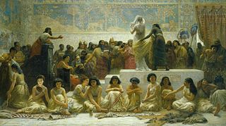 <i>The Babylonian Marriage Market</i> 1875 painting by Edwin Long