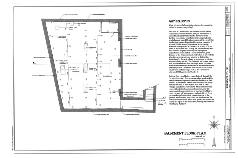 File:Basement Floor Plan - Tremont House, 101 East Main Street, Bellevue, Huron County, OH HABS OH-2478 (sheet 2 of 12).tif