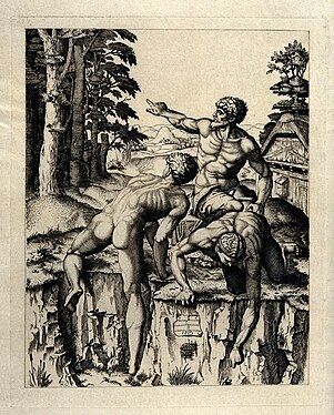 "מתרחצים על שפת נהר", או "המטפסים", הדפס חשוב משנת 1510, המבוסס על פרט של הציור "קרב קשינה" של מיכלאנג'לו; זה היה ההדפס האחרון שהוא תיארך.