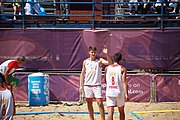 Deutsch: Beachhandball bei den Olympischen Jugendspielen 2018; Tag 4, 10. Oktober 2018; Jungs, Vorrunde, Gruppe A - Spanien-Venezuela 2:0 English: Beach handball at the 2018 Summer Youth Olympics at 10 October 2018 – Boys Preliminary Round Group A – Spain-Venezuela 2:0