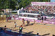 Deutsch: Beachhandball bei den Olympischen Jugendspielen 2018; Tag 3, 9. Oktober 2018; Jungs, Vorrunde, Gruppe B - Argentinien-Hongkong 2:0 English: Beach handball at the 2018 Summer Youth Olympics at 9 October 2018 – Girls Preliminary Round Group B – Argentina-Hing Kong 2:0