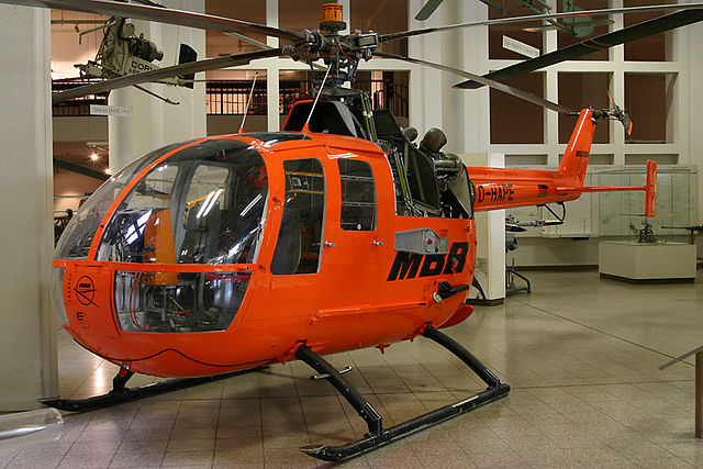 The fourth prototype of the Bo 105, which first flew in 1969, on display at Deutsches Museum