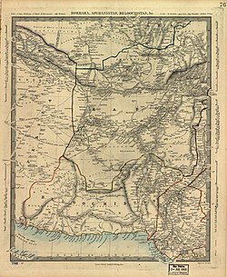 نقشه‌ای کهن از بلوچستان در سال ۱۸۰۰