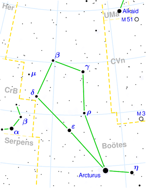 Карта на съзвездието Воловар‎