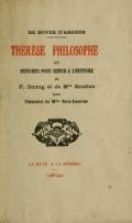 DE BOYER D’ARGENS THÉRÈSE PHILOSOPHE OU MÉMOIRES POUR SERVIR À L’HISTOIRE du P. Dirrag et de Mlle Éradice avec l’histoire de Mme Bois-Laurier LA HAYE (À LA SPHÈRE.) — 1748-1910