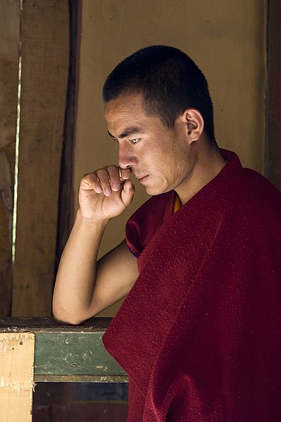 File:Buddhist Monk in Drepung Monastery near Lhasa Tibet Luca Galuzzi 2006.jpg