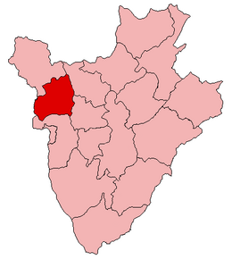 Harta provinciei Bubanza în cadrul statului Burundi