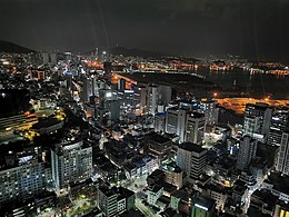 View from the tower at night