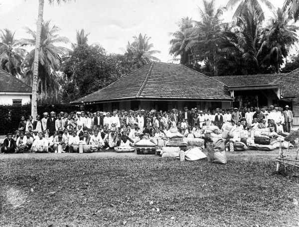 Javanese contract workers in plantation in Sumatra during colonial period, cirica 1925.
