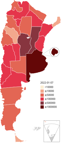 Cas de pandémie de COVID-19 en Argentine par nombre par province.svg