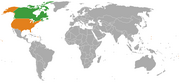 Location map for Canada and the United States.